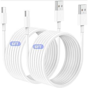 2 Pack 6ft Car Carplay Cable for lastest Apple iPhone Long USB A to USB C s2 box